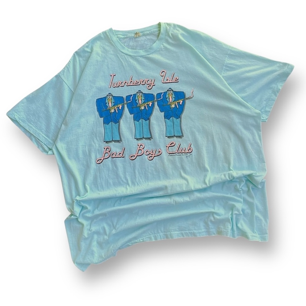 Vintage Bad Boys Club Graphic Tee - Light Blue